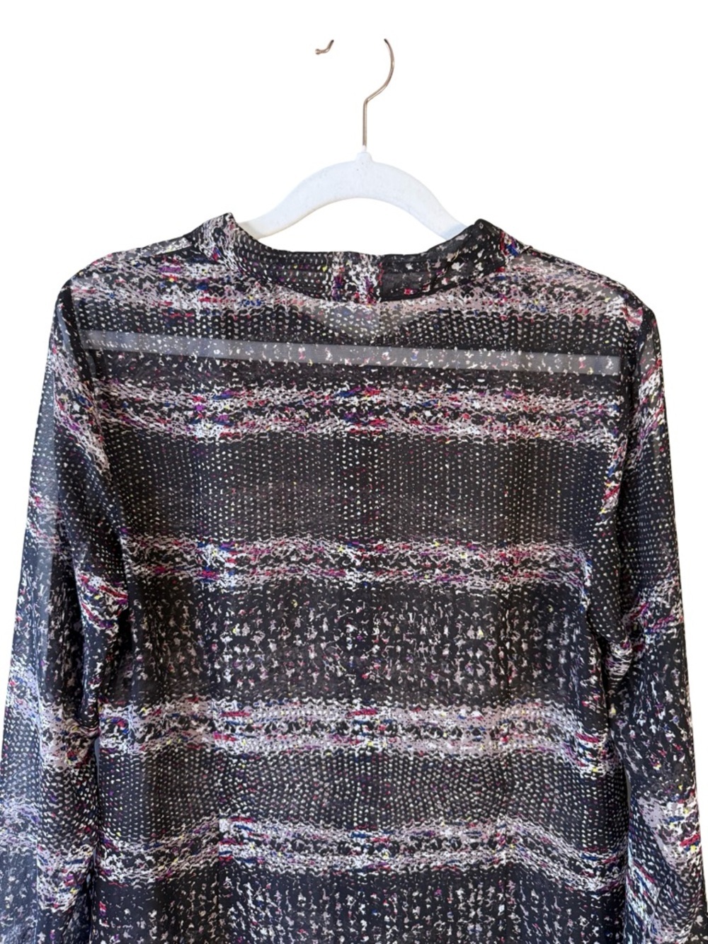 CAbi Sheer Blouse with Pink, Blue & White Speckle Print Size S Lightweight - Picture 13 of 14
